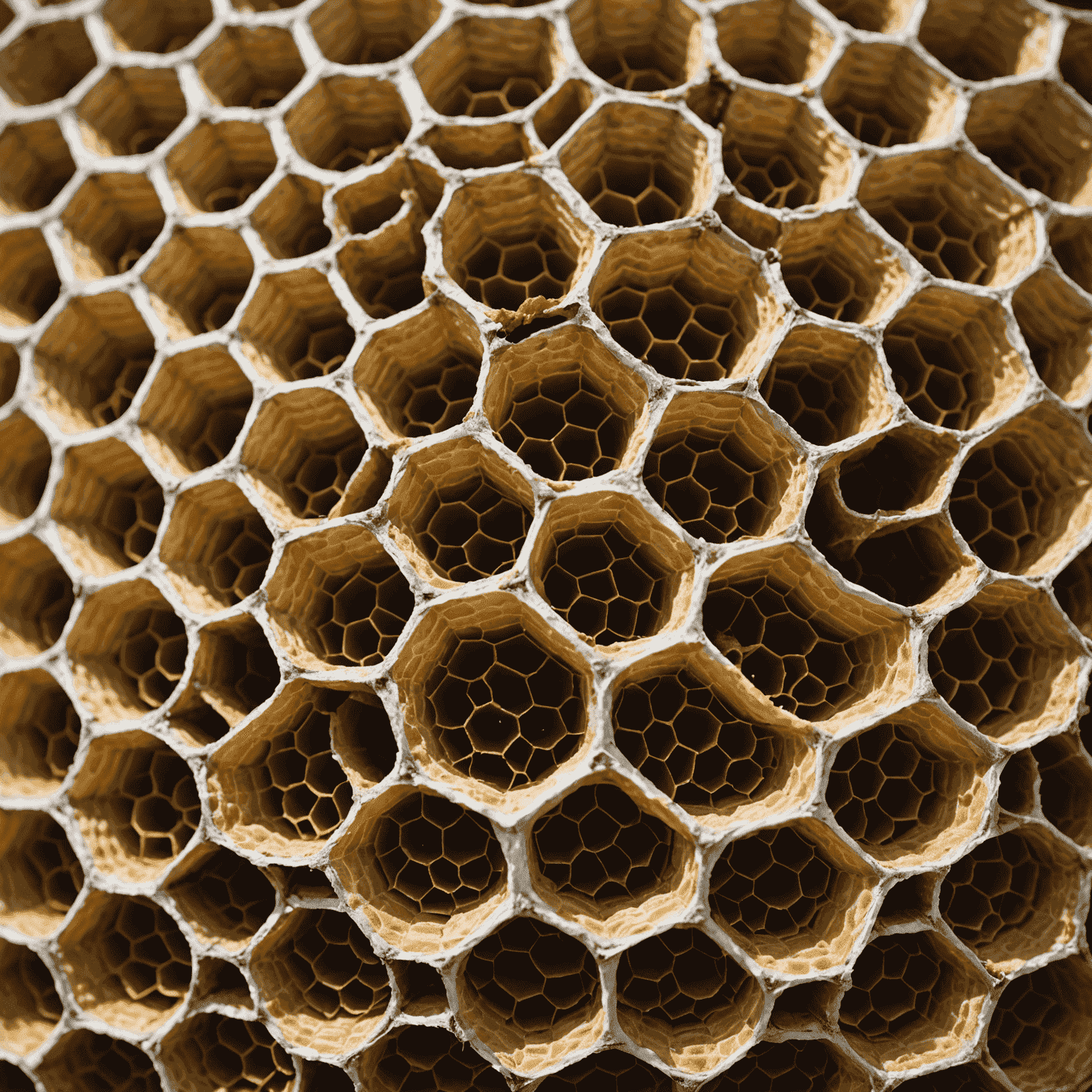 Close-up of innovative insulation material with a honeycomb-like structure, showcasing its energy-efficient properties