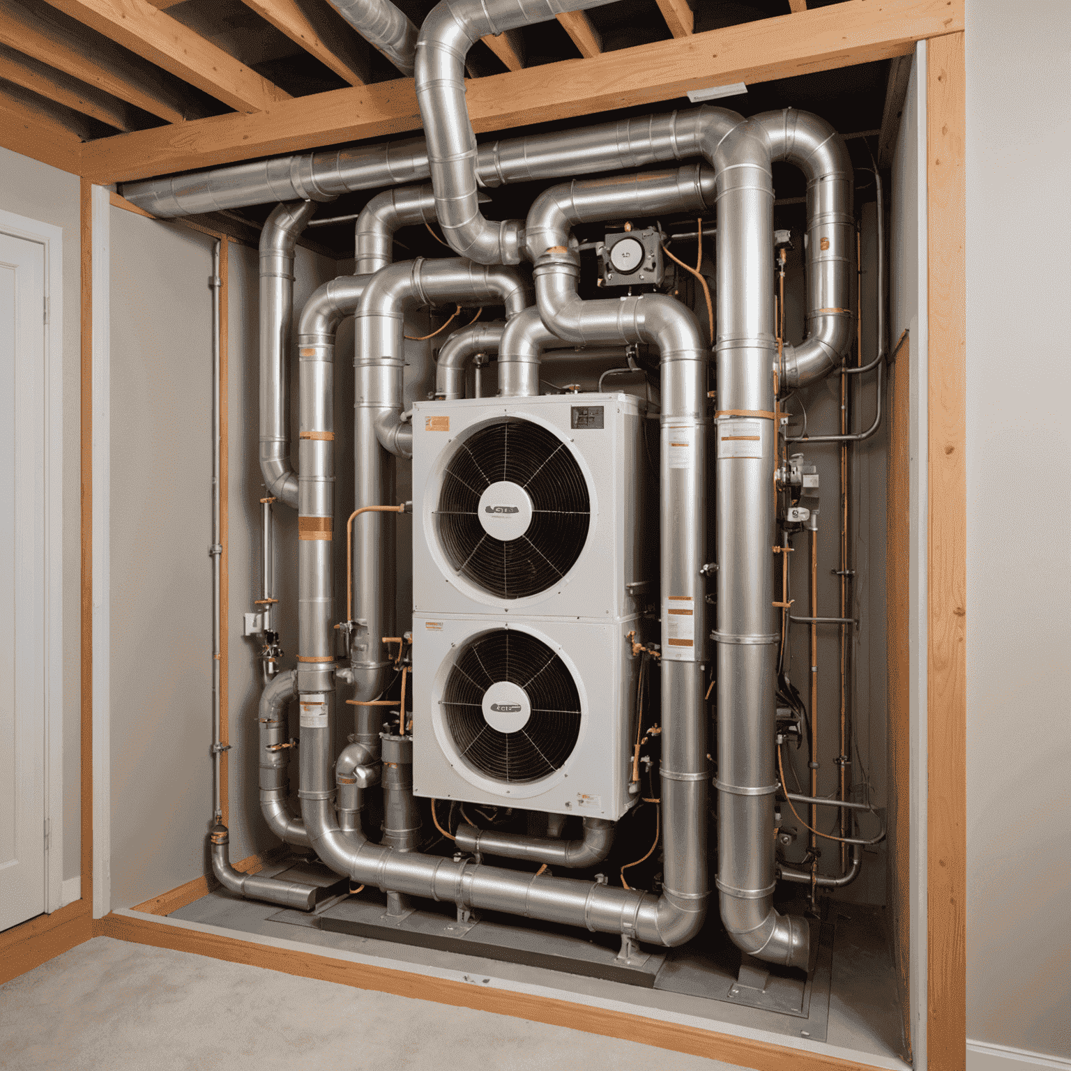 Cutaway view of a Heat Recovery Ventilator system installed in a Canadian home, showing airflow and heat exchange process